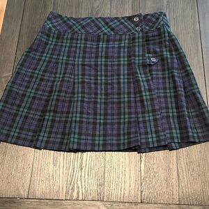 School Girl Green purle black wrap pleated Kilt Skirt no size tag
